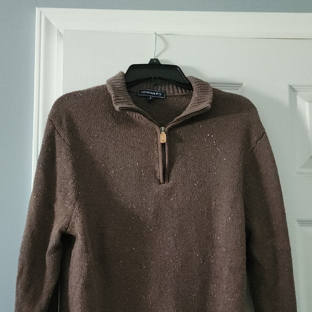 Crown & Ivy Men's Zip-Up Brown Sweater